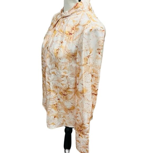 Shein MOTF Premium Gathered Mock Neck Blush Floral Blouse Top size small - Picture 10 of 16